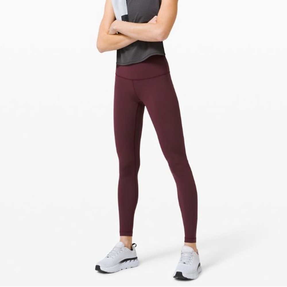 Lululemon Burgundy Wunder Train High-Rise Leggings